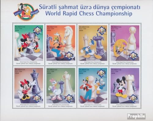 Prophila Collection Aserbaidschan 427-434 Kleinbogen (kompl.Ausg.) postfrisch ** MNH 1998 Micky Maus: Blitzschach-WM (Briefmarken für Sammler) Schach von Prophila Collection