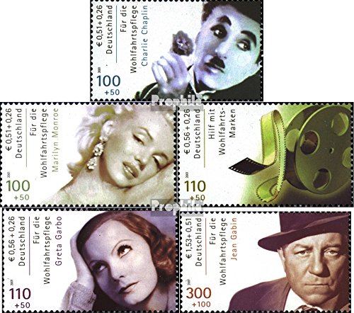 Prophila Collection BRD (BR.Deutschland) 2218A-2222A (kompl.Ausg.) postfrisch ** MNH 2001 Filmschauspieler - Chaplin, Monroe (Briefmarken für Sammler) Prominente/Film/Theater/Radio von Prophila Collection