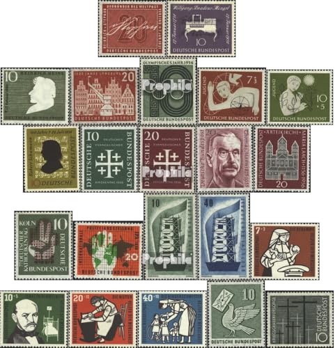 Prophila Collection BRD (BR.Deutschland) 227-248 (kompl.Ausg.) Jahrgang 1956 komplett postfrisch ** MNH 1956 Mozart, Heine, Schumann u.a. (Briefmarken für Sammler) von Prophila Collection
