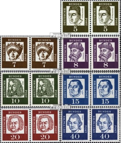 Prophila Collection BRD (BR.Deutschland) 347x wP-355x wP waagerechte Paare (kompl.Ausg.) gestempelt 1961 Bedeutende Deutsche (Briefmarken für Sammler) von Prophila Collection