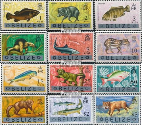 Prophila Collection Belize 211-222 (kompl.Ausg.) postfrisch ** MNH 1968 Tierwelt (Briefmarken für Sammler) Sonstige Säugetiere (Affen/Dinos/Elephanten …) von Prophila Collection