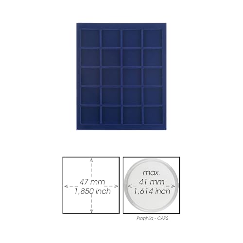 Prophila Collection Blaue Veloureinlage für Münzbox, 20 eckige Fächer für Münzen oder Medaillen bis 47 mm Prophila Collection Blaue Veloureinlage für Münzbox, 20 eckige Fächer für Münzen oder Medaillen bis 47 mm von Prophila Collection