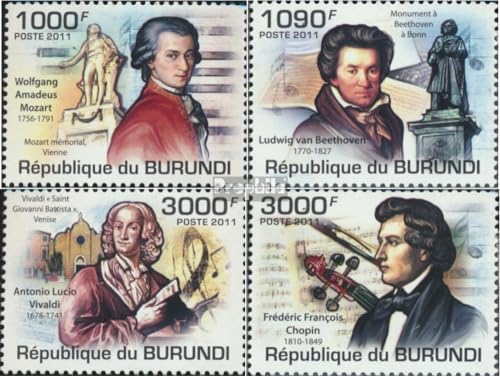 Prophila Collection Burundi 2154-2157 (kompl. Ausgabe) postfrisch ** MNH 2011 Komponisten (Briefmarken für Sammler) Musik/Tanz von Prophila Collection