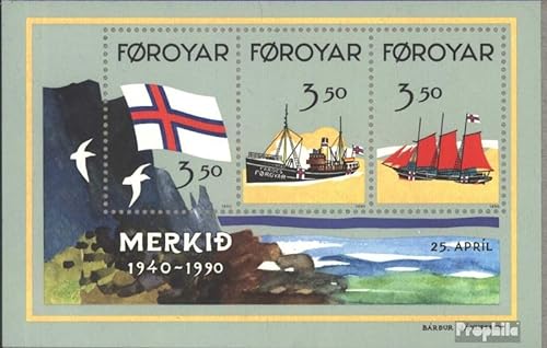 Prophila Collection Dänemark - Färöer Block4 (kompl.Ausg.) FDC Ersttagsbrief 1990 50 J. Flagge d. Färöer (Briefmarken für Sammler) Seefahrt/Schiffe von Prophila Collection