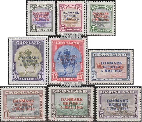 Prophila Collection Dänemark - Grönland 17-25 (kompl.Ausg.) mit Falz 1945 Befreiung Dänemarks (Briefmarken für Sammler) Pferde/Zebras von Prophila Collection