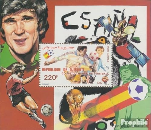 Prophila Collection Dschibuti Block55A (kompl.Ausg.) postfrisch ** MNH 1982 Fußball-WM in Spanien (Briefmarken für Sammler) Fußball von Prophila Collection