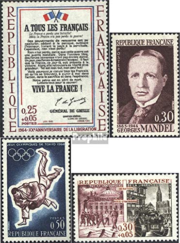 Prophila Collection Frankreich 1484,1485,1486,1488 (kompl.Ausg.) postfrisch ** MNH 1964 Aufruf, Mandel, Olympia, Befreiung (Briefmarken für Sammler) Kampfsport (Boxen/Fechten/Ringen/Karate …) von Prophila Collection