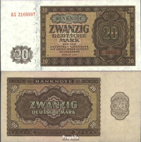 Prophila Collection Geldschein DDR Rosenbg: 344d, KN 7stellig, Davor Zwei Buchstaben, mit Plattennummer bankfrisch 1948 20 Deutsche Mark (Banknoten für Sammler - kein Zahlungsmittel) von Prophila Collection