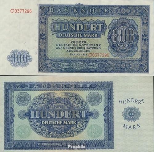 Prophila Collection Geldschein DDR Rosenbg: 346F1 Serie C, Querstrich bei mittleren Null rechter Rand bankfrisch 1948 100 Deutsche Mark (Banknoten für Sammler) von Prophila Collection
