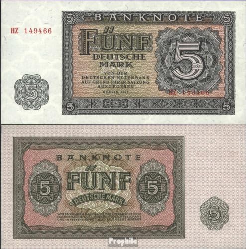 Prophila Collection Geldschein DDR Rosenbg: 349a, KN 6stellig, Davor Zwei Buchstaben bankfrisch 1955 5 Deutsche Mark (Banknoten für Sammler - kein Zahlungsmittel) von Prophila Collection