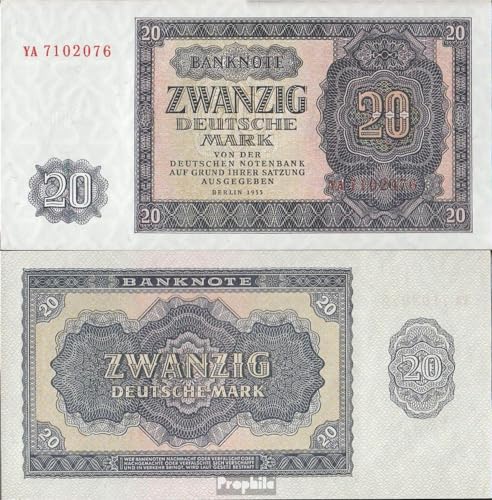 Prophila Collection Geldschein DDR Rosenbg: 351b, KN 7stellig, Austauschnote, Serien: YA, YB, ZA bankfrisch 1955 20 Deutsche Mark (Banknoten für Sammler - kein Zahlungsmittel) von Prophila Collection