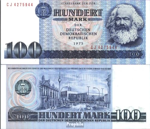 Prophila Collection Geldschein DDR Rosenbg: 363c, Kontrollnummer 7stellig, Computersatz ab 1986 in Umlauf gebraucht (III) 1975 100 Mark (Banknoten für Sammler - kein Zahlungsmittel) von Prophila Collection