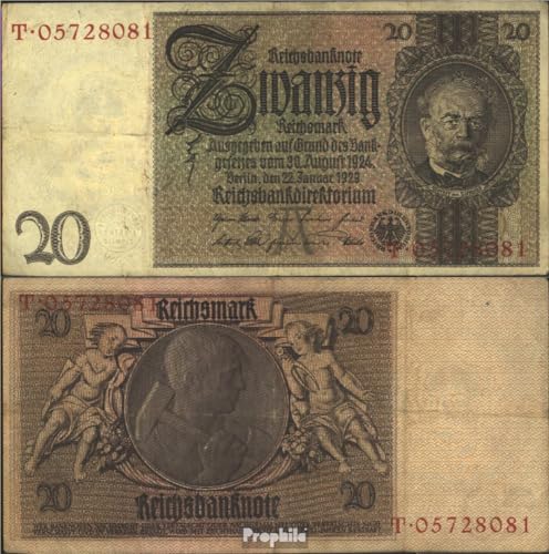 Prophila Collection Geldschein Deutsches Reich Rosenbg: 174a, Udr.-BST.: A, Serien: Q-U,Friedensdruck,Wz.Siemens gebraucht (III) 1929 20 Reichsmark (Banknoten für Sammler - kein Zahlungsmittel) von Prophila Collection