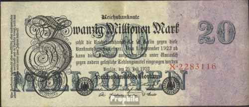Prophila Collection Geldschein Deutsches Reich Rosenbg: 96a, Reichsdruckerei gebraucht (III) 1923 20 Millionen Mark (Banknoten für Sammler - kein Zahlungsmittel) von Prophila Collection