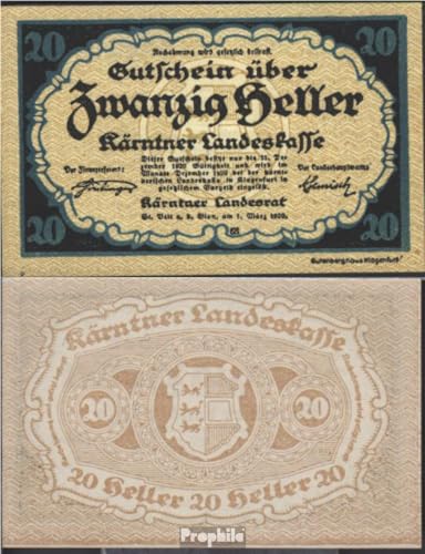 Prophila Collection Geldschein Österreich Kat-Nr.: 64Kärnten (S107) Kärntner Landeskasse bankfrisch 1920 20 Heller (Banknoten für Sammler - kein Zahlungsmittel) von Prophila Collection
