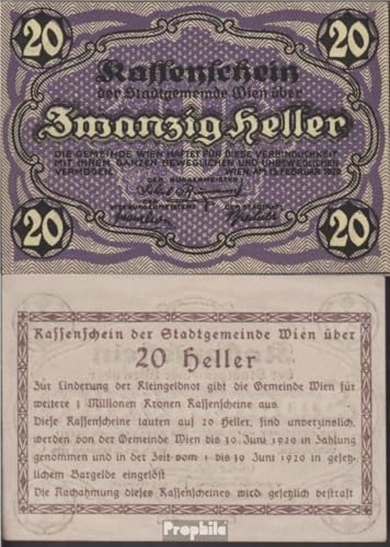 Prophila Collection Geldschein Österreich Kat-Nr.: 8Wien gebraucht (III) 1920 20 Heller (Banknoten für Sammler - kein Zahlungsmittel) von Prophila Collection