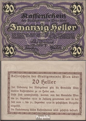 Prophila Collection Geldschein Österreich Pick-Nr: 9Wien, im Text kein Ausgabebetrag bankfrisch 1920 20 Heller (Banknoten für Sammler - kein Zahlungsmittel) von Prophila Collection