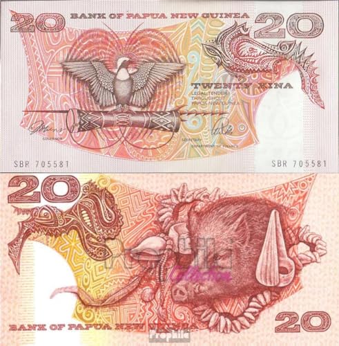 Prophila Collection Geldschein Papua-Neuguinea Pick-Nr: 10a bankfrisch 20 Kina (Banknoten für Sammler - kein Zahlungsmittel) Vögel von Prophila Collection