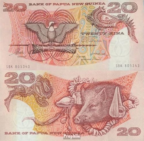 Prophila Collection Geldschein Papua-Neuguinea Pick-Nr: 10b1, Signatur 5 bankfrisch 20 Kina (Banknoten für Sammler) Vögel von Prophila Collection
