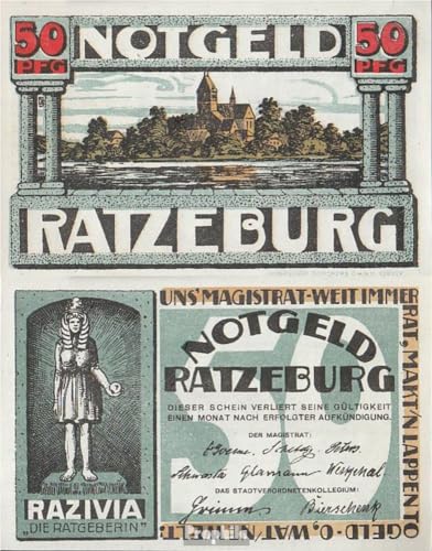 Prophila Collection Geldschein Ratzeburg Notgeld: 1101.1 50 Pf Notgeldschein der Stadt Ratzeburg bankfrisch 1921 50 Pfenning Ratzeburg (Banknoten für Sammler - kein Zahlungsmittel) von Prophila Collection