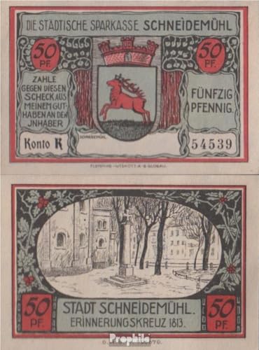 Prophila Collection Geldschein Schneidemühl Notgeld: 1191.2 b 50 Pf Notgeldschein Stadt Schneidemühl bankfrisch 1922 50 Pfennig (Banknoten für Sammler - kein Zahlungsmittel) von Prophila Collection
