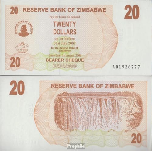 Prophila Collection Geldschein Simbabwe Pick-Nr: 40 bankfrisch 2006 20 Dollars (Banknoten für Sammler - kein Zahlungsmittel) von Prophila Collection