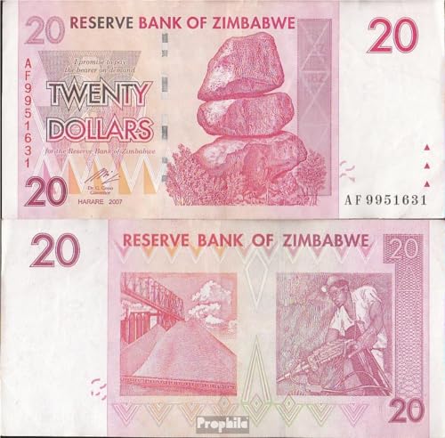 Prophila Collection Geldschein Simbabwe Pick-Nr: 68 gebraucht (III) 2008 20 Dollar (Banknoten für Sammler - kein Zahlungsmittel) von Prophila Collection