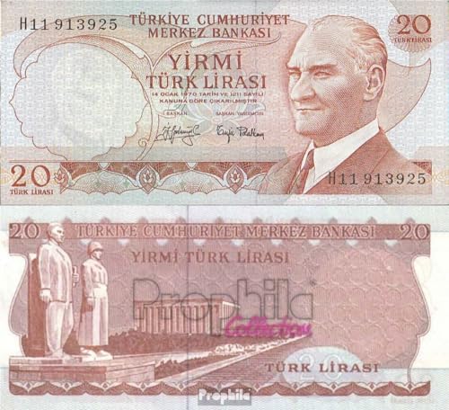 Prophila Collection Geldschein Türkei Pick-Nr: 187a bankfrisch 1970 20 Lira (Banknoten für Sammler - kein Zahlungsmittel) von Prophila Collection
