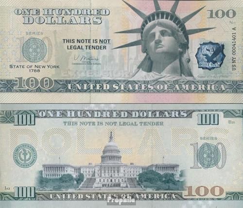 Prophila Collection Geldschein USA 100 Dollars Souvenirschein USA bankfrisch 2022 US State New York Freiheitsstatue (Banknoten für Sammler) von Prophila Collection