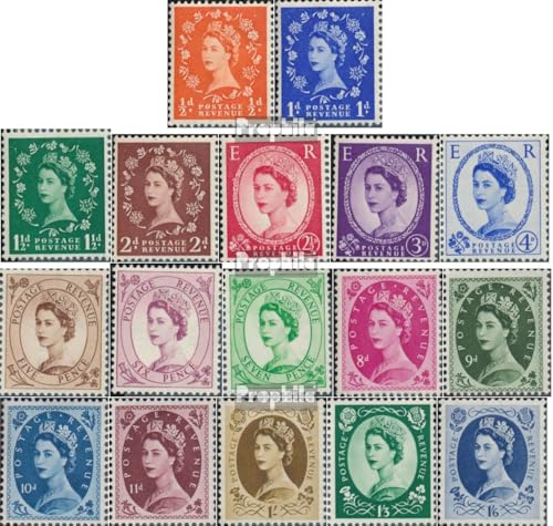 Prophila Collection Großbritannien 257-273 (kompl.Ausg.) Jahrgang 1952 komplett postfrisch ** MNH 1952 Elisabeth (Briefmarken für Sammler) Britisches Königshaus (Diana, Charles, Elisabeth ..) von Prophila Collection