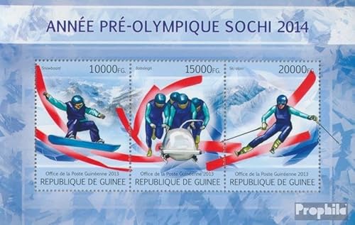 Prophila Collection Guinea 9781-9783 Kleinbogen (kompl. Ausgabe) postfrisch ** MNH 2013 Sotschi 2014 (Snowboard) (Briefmarken für Sammler) Olympische Spiele von Prophila Collection