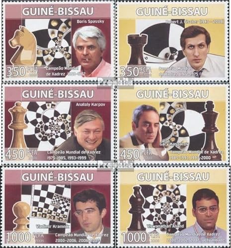 Prophila Collection Guinea-Bissau 3937-3942 (kompl. Ausgabe) postfrisch ** MNH 2008 Schachmeister (Briefmarken für Sammler) Schach von Prophila Collection