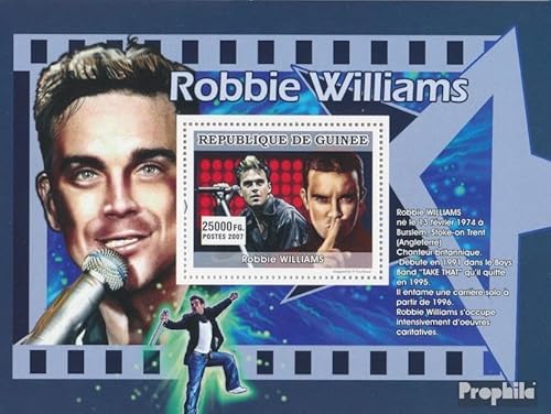 Prophila Collection Guinea Block 1310 (kompl. Ausgabe) postfrisch ** MNH 2007 Robbie Williams (Briefmarken für Sammler) Musik/Tanz von Prophila Collection