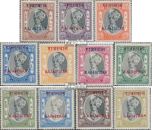 Prophila Collection Indien - Rajasthan 8-18 (kompl.Ausg.) postfrisch ** MNH 1950 Man Singh II. mit Aufdruck (Briefmarken für Sammler) von Prophila Collection