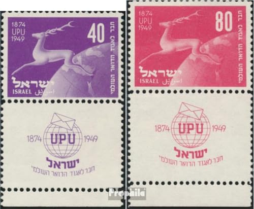 Prophila Collection Israel 28-29 mit Tab (kompl.Ausg.) postfrisch ** MNH 1950 75 Jahre UPU (Briefmarken für Sammler) von Prophila Collection