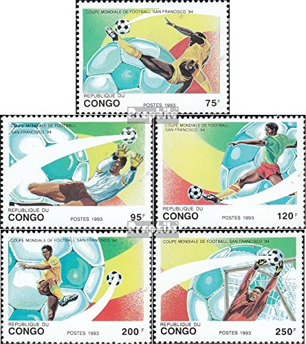 Prophila Collection Kongo (Brazzaville) 1357-1361 (kompl.Ausg.) postfrisch ** MNH 1993 Fußball-WM 1994 (Briefmarken für Sammler) Fußball von Prophila Collection