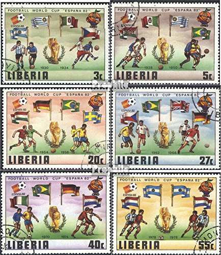 Prophila Collection Liberia 1187-1192 (kompl.Ausg.) gestempelt 1981 Fußball-WM 1982, Spanien (Briefmarken für Sammler) Fußball von Prophila Collection