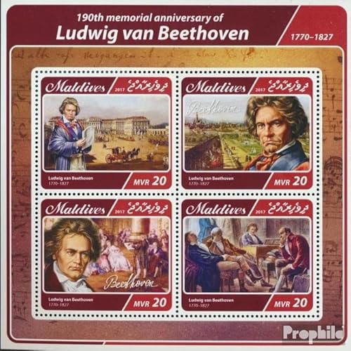 Prophila Collection Malediven 6888-6891 Kleinbogen (kompl. Ausg.) postfrisch ** MNH 2017 Ludwig Van Beethoven (Briefmarken für Sammler) Musik/Tanz von Prophila Collection