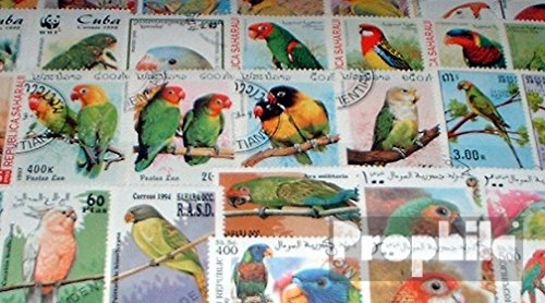 Prophila Collection Motive 50 Verschiedene Papageien Marken (Briefmarken für Sammler) Vögel von Prophila Collection