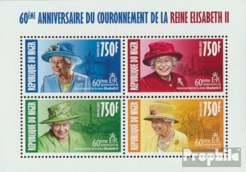 Prophila Collection Niger 2368-2371 Kleinbogen (kompl. Ausg.) postfrisch ** MNH 2013 Queen Elisabeth II 60. Kronjubiläum (Briefmarken für Sammler) Britisches Königshaus (Diana, Charles, Elisabeth ..) von Prophila Collection