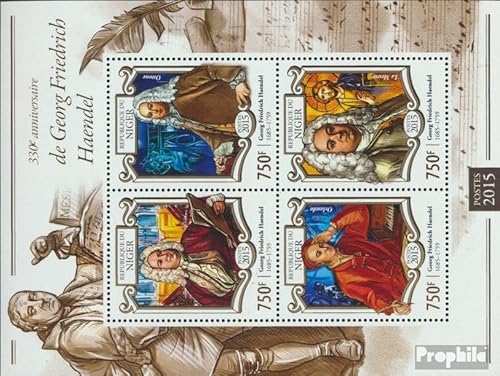 Prophila Collection Niger 3320-3323 Kleinbogen (kompl. Ausg.) postfrisch ** MNH 2015 Georg Friedrich Händel (Briefmarken für Sammler) Musik/Tanz von Prophila Collection