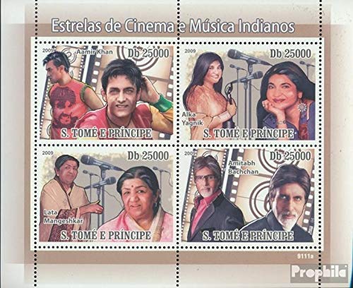 Prophila Collection Sao Tome e Principe 3841-3844 Kleinbogen (kompl.Ausg.) postfrisch ** MNH 2009 Film und Musik aus Asien (Briefmarken für Sammler) Prominente/Film/Theater/Radio von Prophila Collection