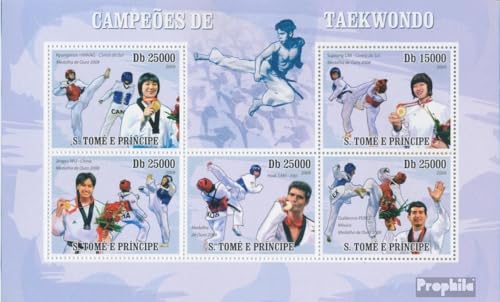 Prophila Collection Sao Tome e Principe 4198-4202 Kleinbogen (kompl. Ausgabe) postfrisch ** MNH 2009 Taekwondo (Briefmarken für Sammler) Kampfsport (Boxen/Fechten/Ringen/Karate …) von Prophila Collection