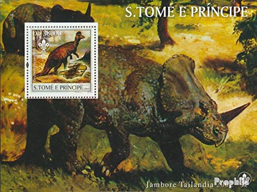 Prophila Collection Sao Tome e Principe Block423 (kompl.Ausg.) 2003 Prähistorische Tiere (Briefmarken für Sammler) Amphibien / Reptilien / Saurier von Prophila Collection