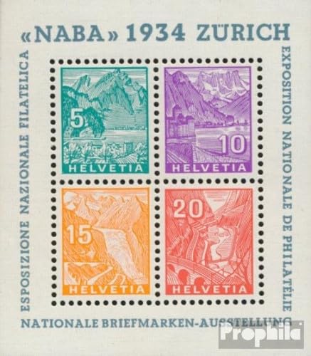Prophila Collection Schweiz Block1 (kompl.Ausg.) mit Falz 1934 Naba Zürich (Briefmarken für Sammler) von Prophila Collection