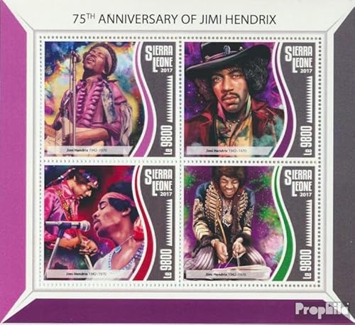 Prophila Collection Sierra Leone 8795-8798 Kleinbogen (kompl. Ausg.) postfrisch ** MNH 2017 Jimi Hendrix (Briefmarken für Sammler) Musik/Tanz von Prophila Collection