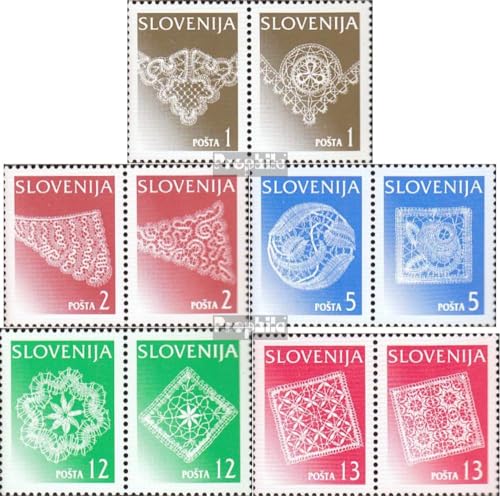 Prophila Collection Slowenien 153y III/IV-161y III/IV Paare (kompl.Ausg.) floureszierender Aufdruck 1997 postfrisch ** MNH 1997 Spitzen aus Idria (Briefmarken für Sammler) von Prophila Collection