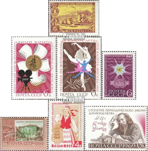 Prophila Collection Sowjetunion 3628,3629,3630,3631,3632,3633,3634 (kompl.Ausg.) gestempelt 1969 Ukraine, Film, Ballett, Lenin u.a. (Briefmarken für Sammler) Musik/Tanz von Prophila Collection