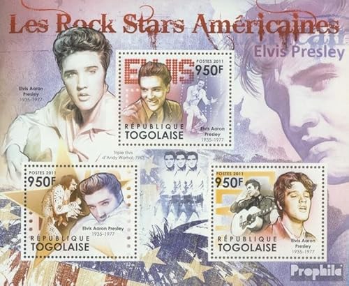 Prophila Collection Togo 4289-4291 Kleinbogen (kompl. Ausgabe) postfrisch ** MNH 2011 Amerikanische Rockstars (Briefmarken für Sammler) Musik/Tanz von Prophila Collection