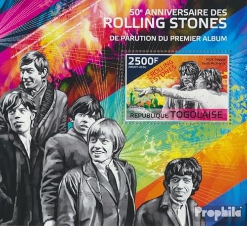Prophila Collection Togo Block 1039 (kompl. Ausgabe) postfrisch ** MNH 2014 Rolling Stones (Briefmarken für Sammler) Musik/Tanz von Prophila Collection